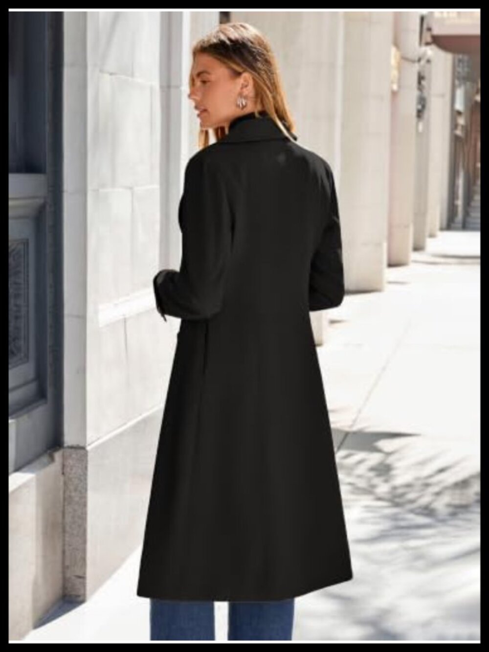 Oversized Long Trench Coat Double Breasted Winter Jacket - Picture 3 of 6